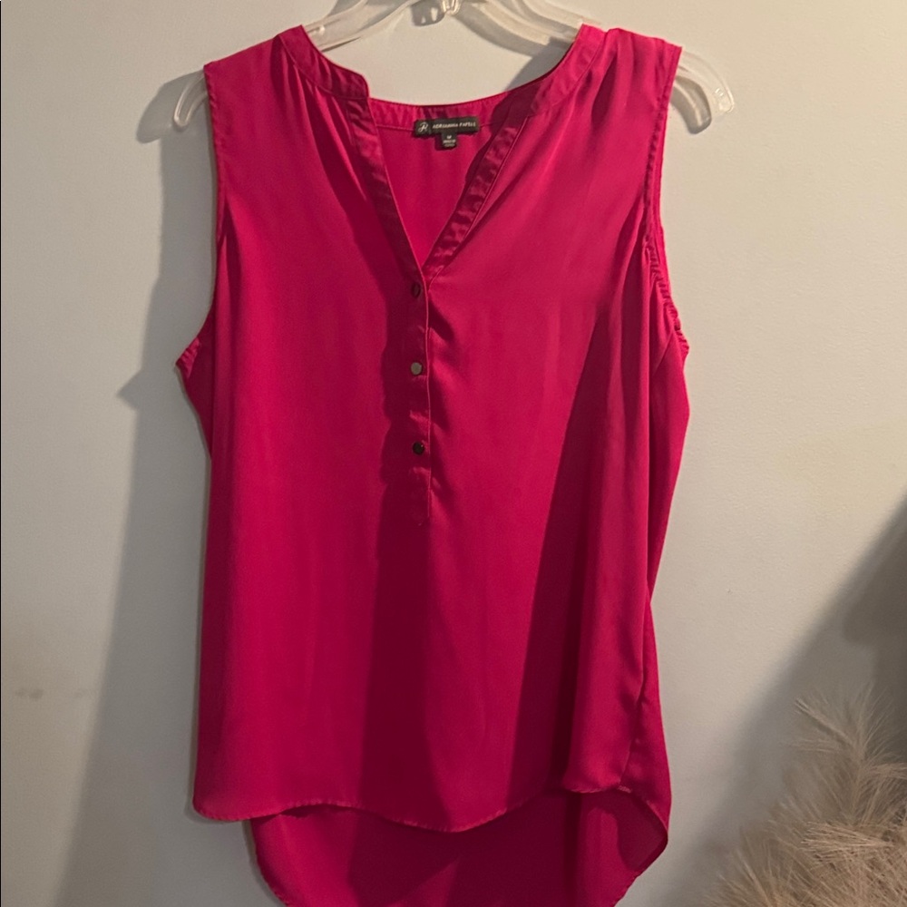 Adrianna Papell Hot Pink Sleeveless Henley Tank